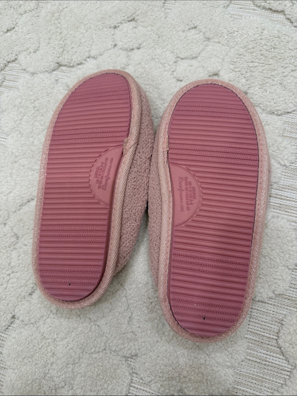 Dearfoams Pink Floral Embroidered Slippers - Picture 3 of 3